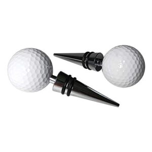 BGMAX Novelty Golf Ball Wine Stoppers, Golf Ball Wine and Beverage Bottle Stoppers, Wine Top Decoration, Ideal gift for wine lover & golf lover, Keeps Wine Fresh Effectively (Longer Silver)