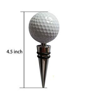 BGMAX Novelty Golf Ball Wine Stoppers, Golf Ball Wine and Beverage Bottle Stoppers, Wine Top Decoration, Ideal gift for wine lover & golf lover, Keeps Wine Fresh Effectively (Longer Silver)