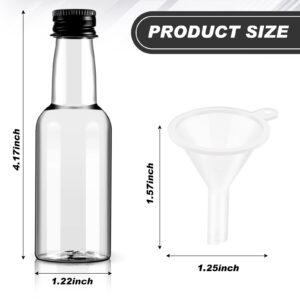 30 Pcs Mini Liquor Bottles Plastic Empty Spirit Bottle with Black Screw Cap Mini Wine Bottles Hot Sauce Bottles Shot Bottles with Caps Liquid Funnel Easy Pouring Party, 1.7 oz