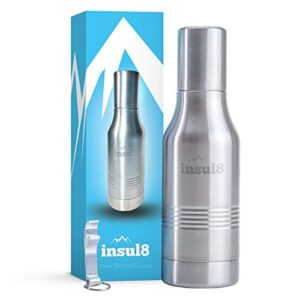 The Original Insul8 Beer Bottle Cooler | Double Wall Insulated Beer Bottle Holder Stainless Steel Fits 12 oz. Long-Neck and Standard Bottles | Bonus Bottle Opener Keyring and Gift Box