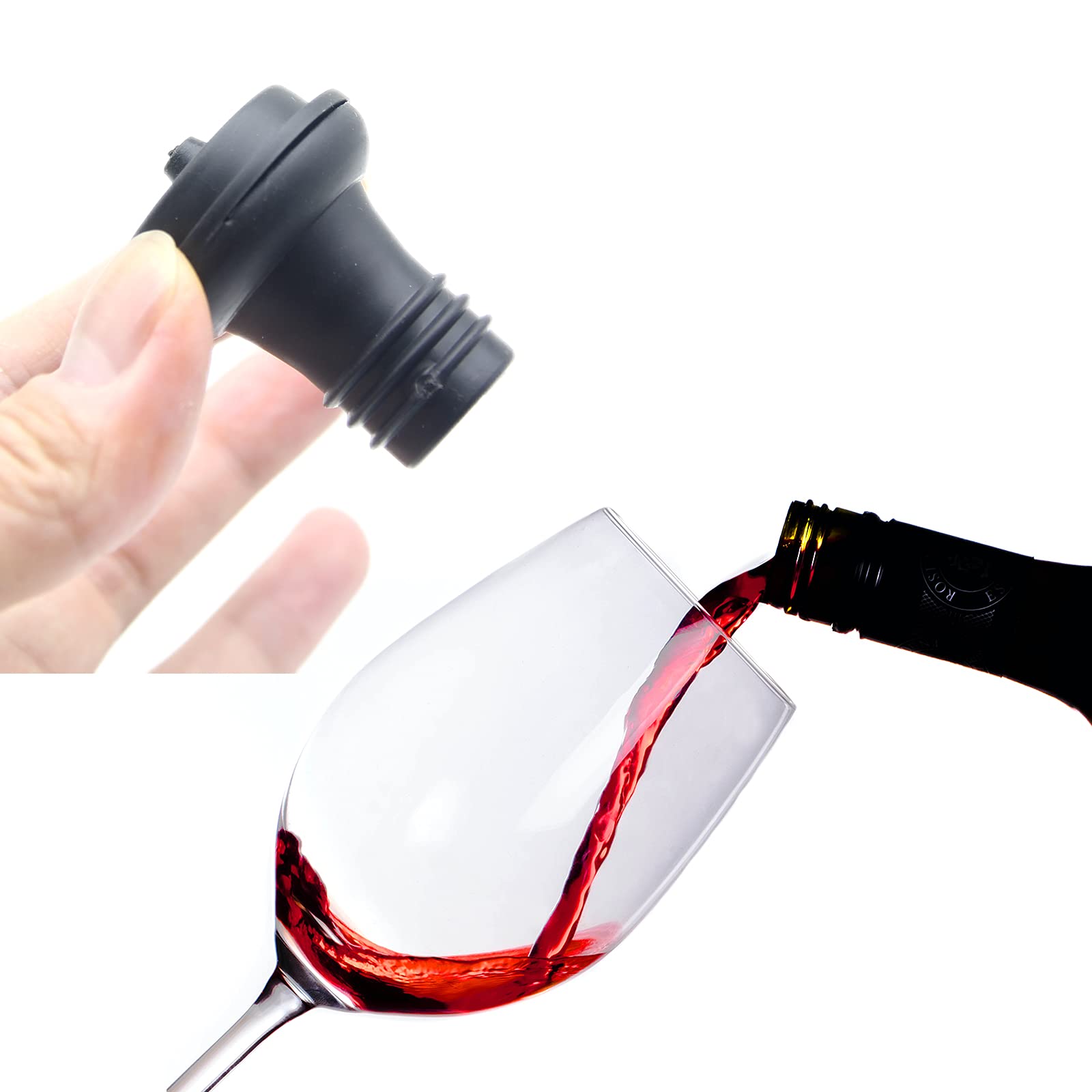 Wine Bottle Stopper, Wine Saver Vacuum Stoppers, Wine pump Vacuum Stoppers, Pack of 6, Rubber Wine Stoppers for Wine Saver Vacuum Pump Preserver, Solid stoppers Fit Every Bottle