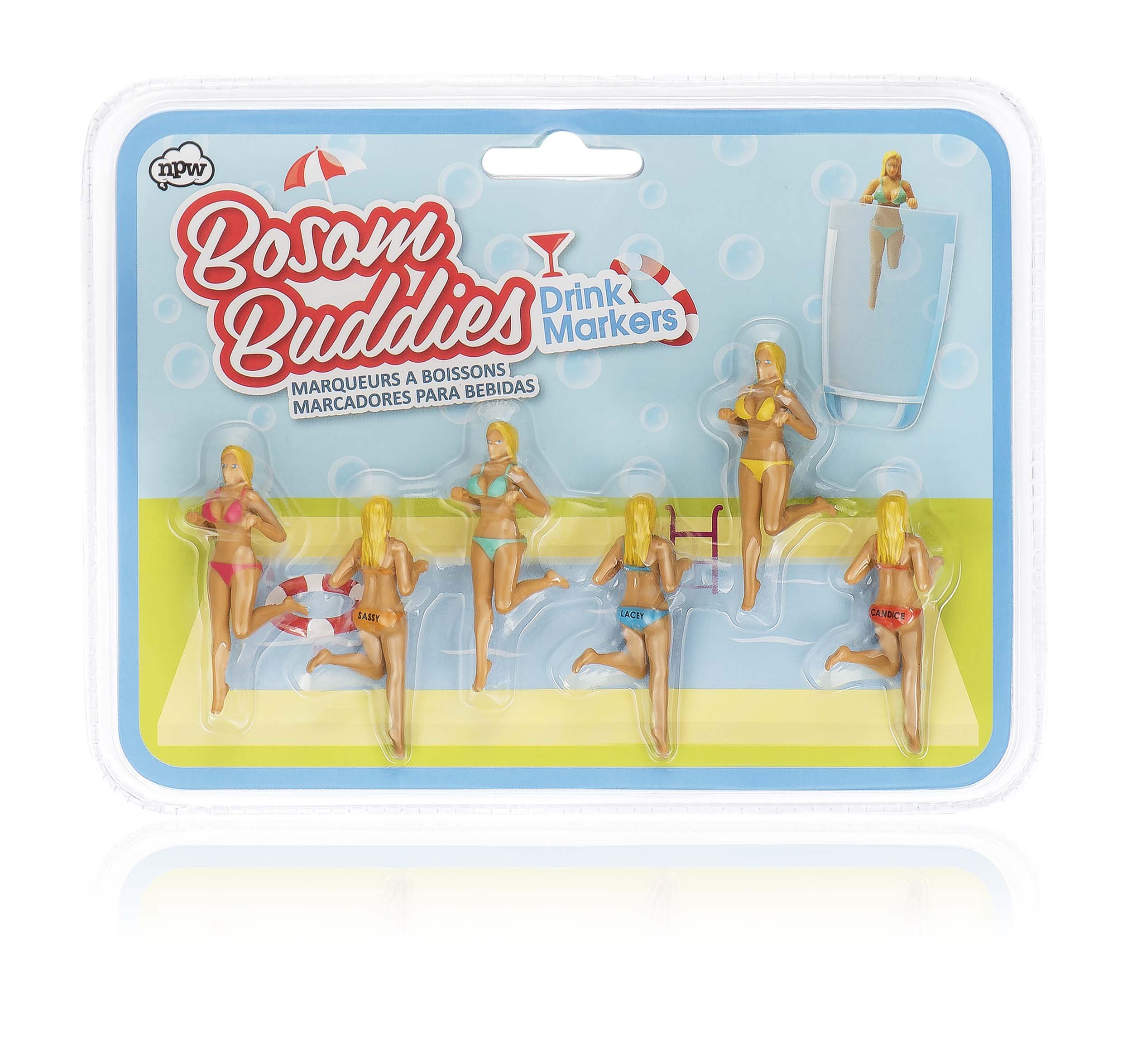 NPW Bosom Buddies Cocktail/Wine Glass Markers, 6-Count