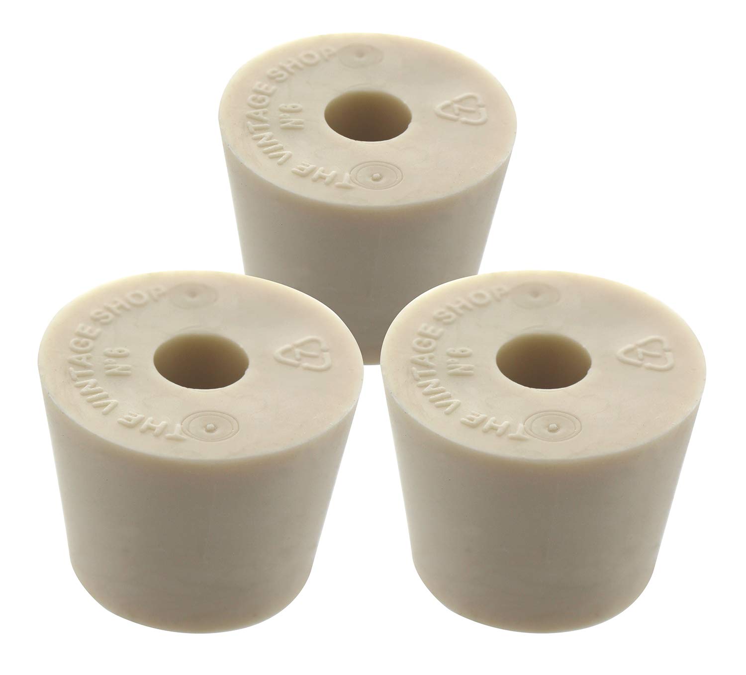 Drilled Rubber Stopper #6 (Set of 3)