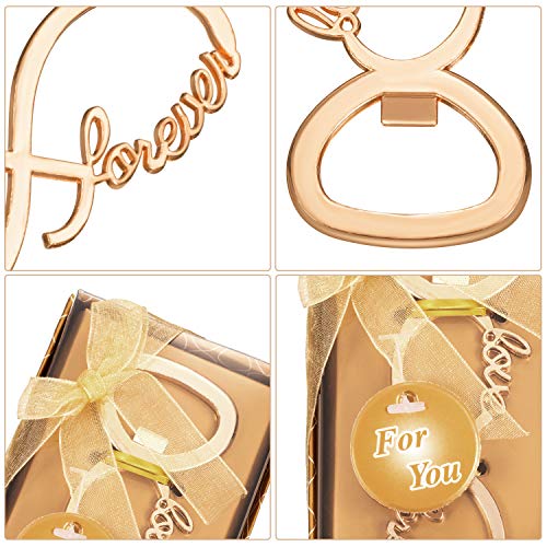 Love Forever Bottle Opener Wedding Party Favors for Guest Souvenir Bridal Shower Return Present Birthday Party Decorations and Supplies (Gold, 25)