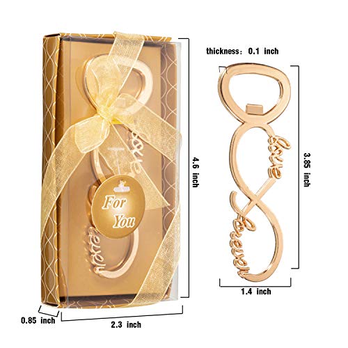 Love Forever Bottle Opener Wedding Party Favors for Guest Souvenir Bridal Shower Return Present Birthday Party Decorations and Supplies (Gold, 25)