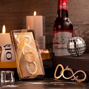 Love Forever Bottle Opener Wedding Party Favors for Guest Souvenir Bridal Shower Return Present Birthday Party Decorations and Supplies (Gold, 25)