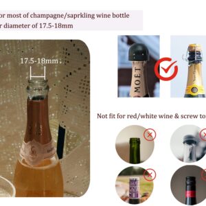 YOOHOTOUCH Champagne Stopper,2Pack Mini Champagne Saver Stoppers, Reusable Vacuum Leakproof Champagne Sealer,Perfect for Champagne, Cava, Prosecco & Sparkling Wine Bottle