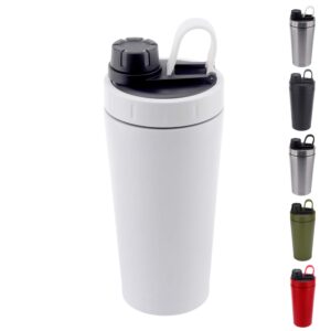 stainless steel protein shaker bottle insulated keeps hot/cold dishwasher safe/double wall/odor resistant/sweatproof/leakproof/durable 20 oz (white)…