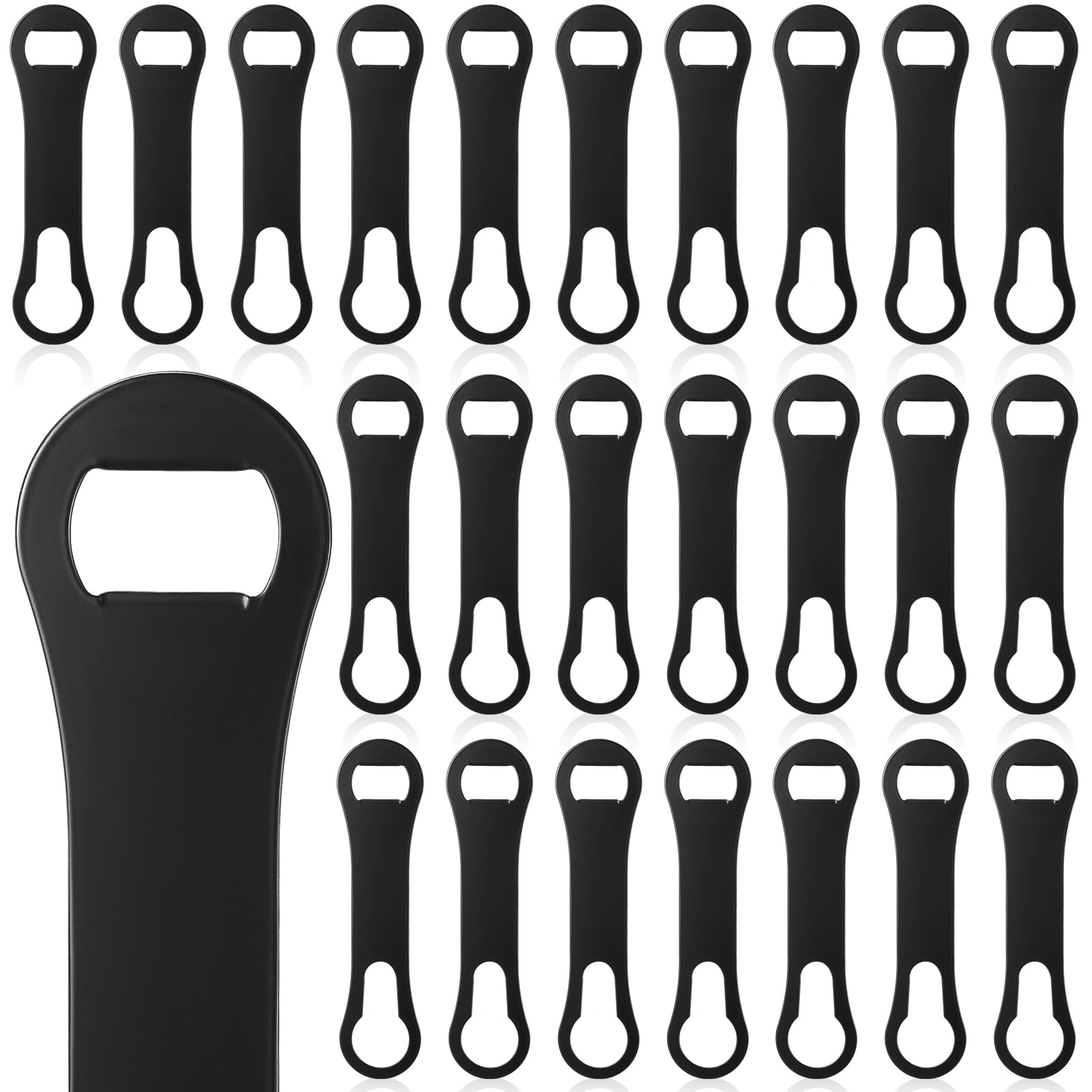 Meanplan 24 Pieces Bottle Opener Beer Opener Stainless Steel Bar Key Dog Bone Metal Speed Wine Bottle Opener and Pour Spout Remover for Party, Bar Bartender or Kitchen, 7.4 Inches (Black)