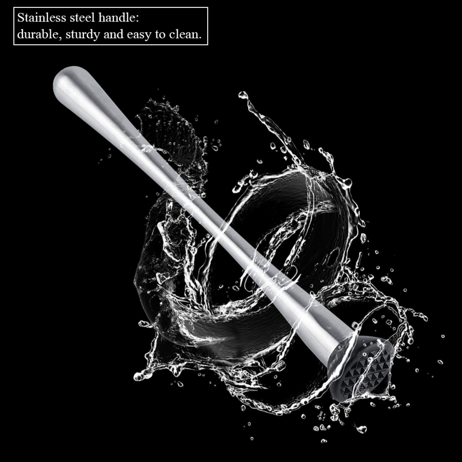 Long Stainless Steel Cocktail Muddler, 11inch Professional Drink Muddler Bar Cocktail Muddler Fruit Mixer DIY Drink Wine Barware Tool