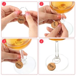 24 Pieces Wooden Wine Glass Charms Glass Markers Drink Markers For Wine Glass Champagne Flutes Cocktails Martinis