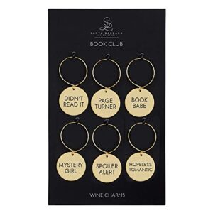 santa barbara design studio zinc alloy wine charms, set of 6, book club