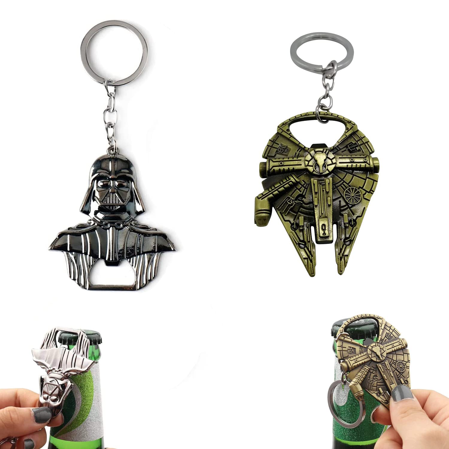 Bottle Opener, Star Wars Keychain, Star Wars Beer Bottle Opener Gifts for Men, Kitchen Accessories for Souvenirs 2PCS