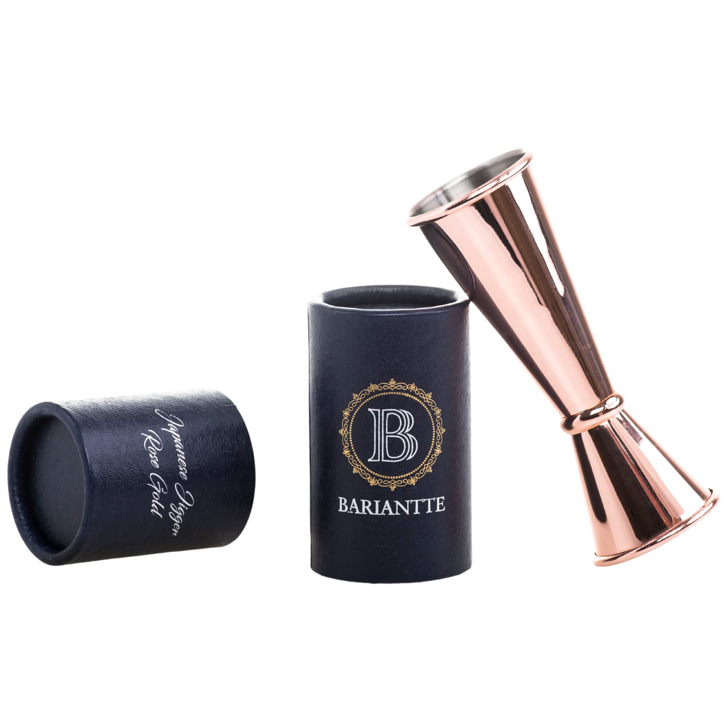 BARIANTTE Rose Gold Cocktail Jigger for Bartending, Jigger with Measurements Inside Double Jigger 2 oz 1 oz, Japanese Jigger Cocktail Measuring Cup, Bar Jigger Shot Measure Jigger Liquor Measurer