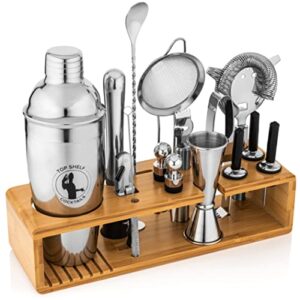 bartender tool set has to craft perfect drinks - designed for lasting use and durability feel like a professional mixologist - includes items such as a shaker jigger and strainer
