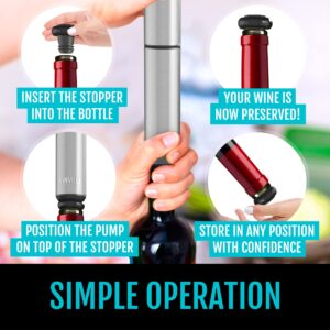 VINVOLI Wine Preserver Set - New 2024 Wine Vacuum Pump with 2 Reusable Wine Stoppers - Wine Sealer and Wine Saver to Keep Wine Fresh Longer - Professional Quality for Wine Lovers and Sommeliers