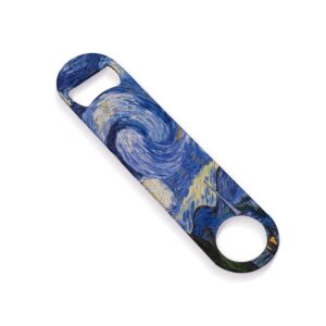 Stainless Steel Bottle Opener Flat Bottle Opener Durable Beer Bottle Opener for Home Kitchen Bar Restaurant Party 7 inches (Abstract Blue Starry Sky)