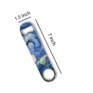 Stainless Steel Bottle Opener Flat Bottle Opener Durable Beer Bottle Opener for Home Kitchen Bar Restaurant Party 7 inches (Abstract Blue Starry Sky)