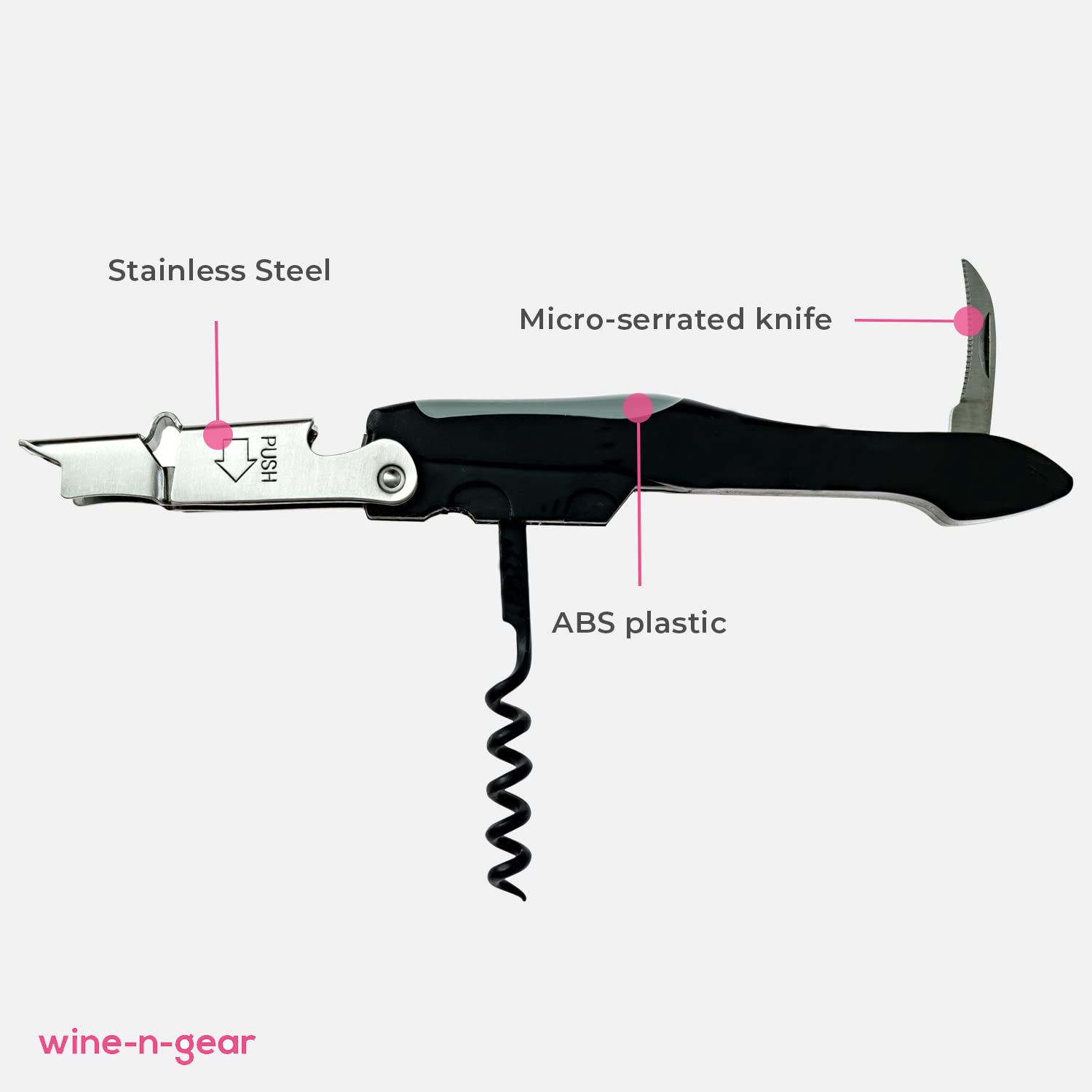 Coutale Sommelier Advantage Waiters Corkscrew - Black - Spring-Loaded Single-Lever Wine Bottle Opener with Sharp Foil-Cutter for Bartenders & Chefs - Kitchen Accessories and Gifts