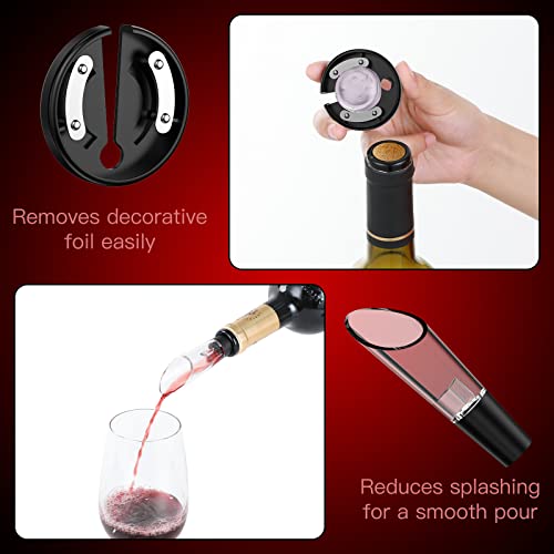 Premium 7-in-1 Wine Gift Set, Includes Wine Saver Pump with 4 Real Vacuum Wine Bottle Stoppers, 1 Foil Cutter, 1 Wine Pourer, Best Gifts for Wine Lovers