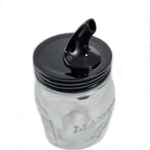 AmeriPour Black - Mason Jar Pour Spout - Regular Mouth - For Moonshine And Whiskey - Made 100% In The USA. Free Flow Mason Jar Spouts That Don't Leak. No Cracks, Just A Perfect Pour Everytime. 2 Pack