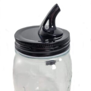 AmeriPour Black - Mason Jar Pour Spout - Regular Mouth - For Moonshine And Whiskey - Made 100% In The USA. Free Flow Mason Jar Spouts That Don't Leak. No Cracks, Just A Perfect Pour Everytime. 2 Pack