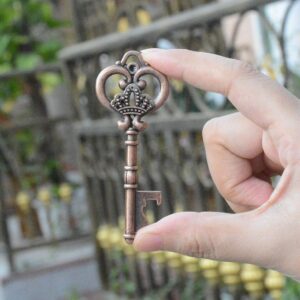 50 Pcs Copper Skeleton Key Beer Bottle Opener With 100 Pcs Thank You Card and 98 Feet Hemp Rope for Wedding Party Favors(50pcs Copper)