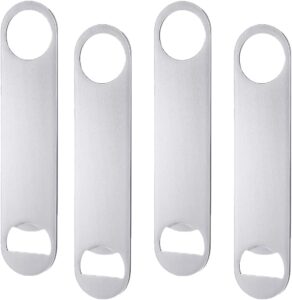 opaceluuk 4 pcs beer bottle openers,bar key for bartender,simple and effective flat beer openers(skateboard-silver)
