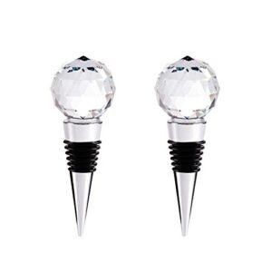 decorative crystal ball wine and beverage bottle stopper for wine,made of zinc alloy and glass,reusable plug with gift box,multi-option (2pcs ball)