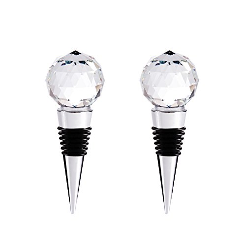 Decorative Crystal Ball Wine and Beverage Bottle Stopper for Wine,Made of Zinc Alloy and Glass,Reusable Plug with Gift Box,Multi-Option (2pcs Ball)