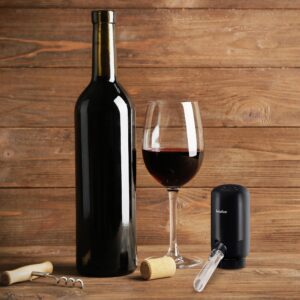 Ivation Wine Aerator & Dispenser with Flexible Tube | Electric Battery-Operated Universal Wine Bottle Spout with Automatic Button Dispenser, Aeration Control, Integrated LED Light & Removable Rod