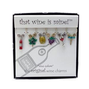 wine things 6-piece wine glass markers wine glass charms wine glass tags for stem glasses wine tasting party, wine charm (vino colore)