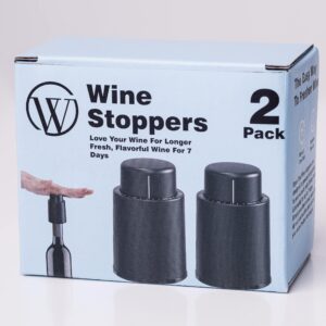 Wine Stoppers for Wine Bottles (2-Pack) - Vacuum Wine Preserver Set - Wine Saver and Sealer for Bottles - Reusable Wine Corks for Glass Bottles - Wine Accessories and Gifts to Keep Wine Fresh