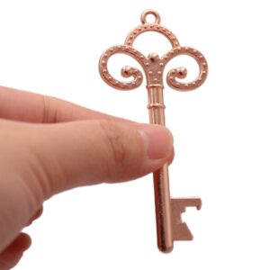 50pcs Rose Gold Skeleton Key Beer Bottle Opener With 100 Pcs Thank You Card and 98 Feet Hemp Rope for Wedding Party Favors