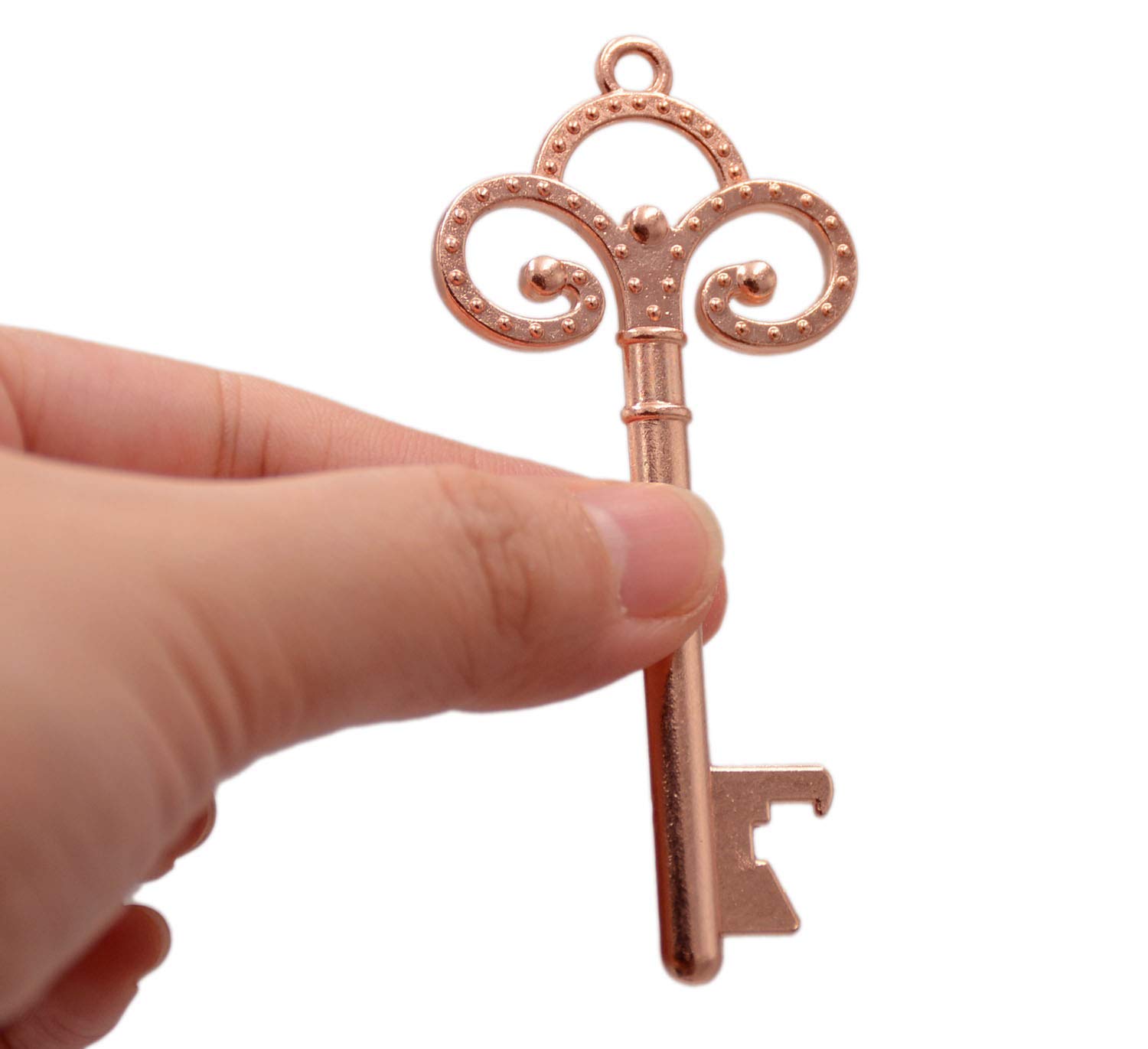 50pcs Rose Gold Skeleton Key Beer Bottle Opener With 100 Pcs Thank You Card and 98 Feet Hemp Rope for Wedding Party Favors