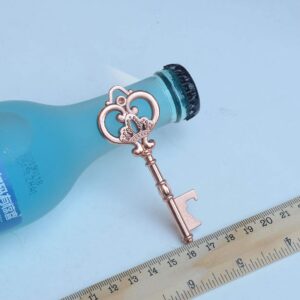 50pcs Rose Gold Skeleton Key Beer Bottle Opener With 100 Pcs Thank You Card and 98 Feet Hemp Rope for Wedding Party Favors