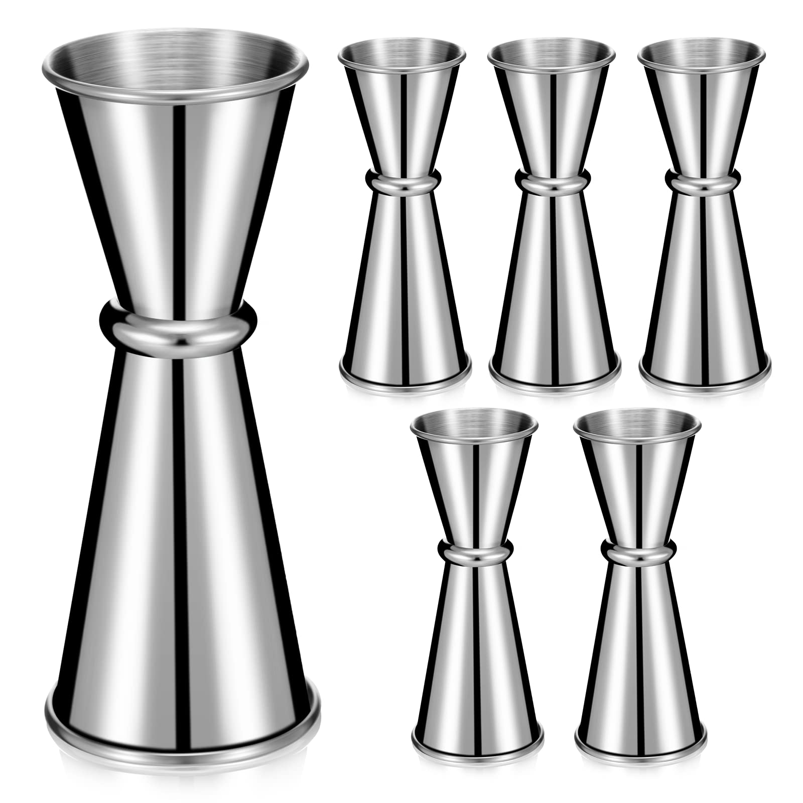 6 Pieces Jigger for Bartending Double Cocktail Japanese Jigger 2 oz 1 oz Stainless Steel Shot Glass Measuring Cup for Home Bar Drink Kitchen Bartender Tools