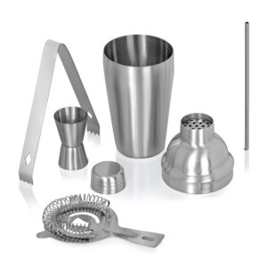 wyndham house cocktail shaker set for the home bar, great for martinis, stainless steel, 5-piece