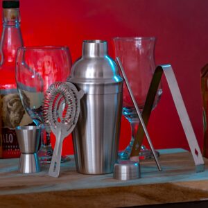 Wyndham House Cocktail Shaker Set for the Home Bar, Great for Martinis, Stainless Steel, 5-Piece