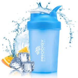 prodigy nutrition labs premium shaker bottle perfect for protein shakes and pre workout -14 ounce (blue)