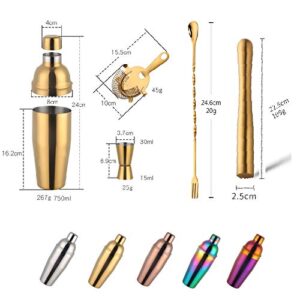 Buyerstar Bar Set 5-Piece Mixology Bartender Kit - Cocktail Shaker Set Bar Tool Set for Home and Professional Bartending - Martini Shaker and Drink Mixing Bar Tools - Cocktail Kit(GOLD)