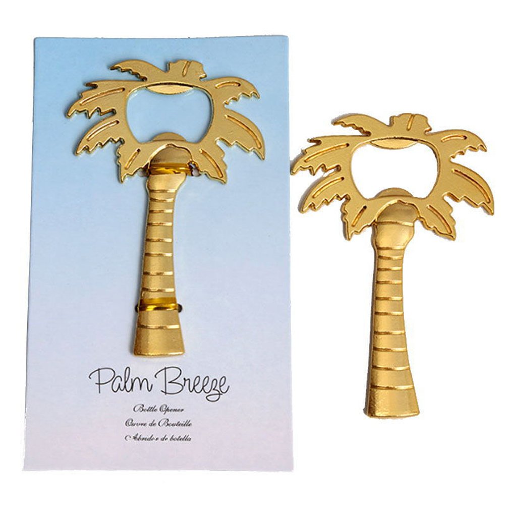 Youkwer 12 PCS Skeleton Coconut Palm Tree Shaped Bottle Opener with Escort Tag Card for Wedding Party Favors Gift & Decorations