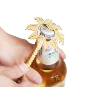 Youkwer 12 PCS Skeleton Coconut Palm Tree Shaped Bottle Opener with Escort Tag Card for Wedding Party Favors Gift & Decorations