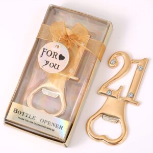 36 Pack 21th Birthday Bottle Opener for 21th Birthday Party Favors 21th Wedding Anniversaries Souvenirs Favors Gifts Decorations (36, Golden-21th)