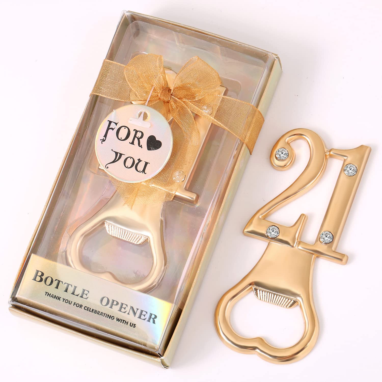 36 Pack 21th Birthday Bottle Opener for 21th Birthday Party Favors 21th Wedding Anniversaries Souvenirs Favors Gifts Decorations (36, Golden-21th)