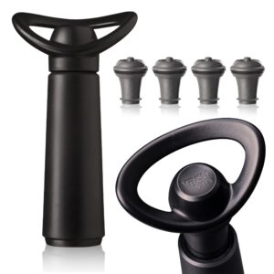 vacu vin wine saver concerto - black - 1 pump 4 stoppers - wine stoppers for bottles with vacuum pump and pourer - reusable - made in the netherlands