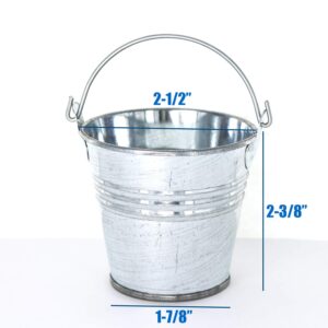 GIFTEXPRESS 48 Pack Mini Metal Buckets with Handles, Small Galvanized Tin Pails for Party Favor, Succulent, Wedding
