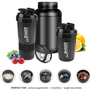 16 Oz Protein Shaker Bottle, Protein Shaker Bottle With Powder Storage, Fresh Juice Blender Bottle, Water Bottle for Gym