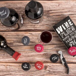 Whaline 8 Pack Funny Silicone Wine Stoppers, Reusable Wine Accessories and Wine Gifts with a Funny Saying for Wine Beer Bottles