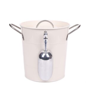 home by jackie inc t586 cream 4l metal double walled ice bucket set with lid and scoop